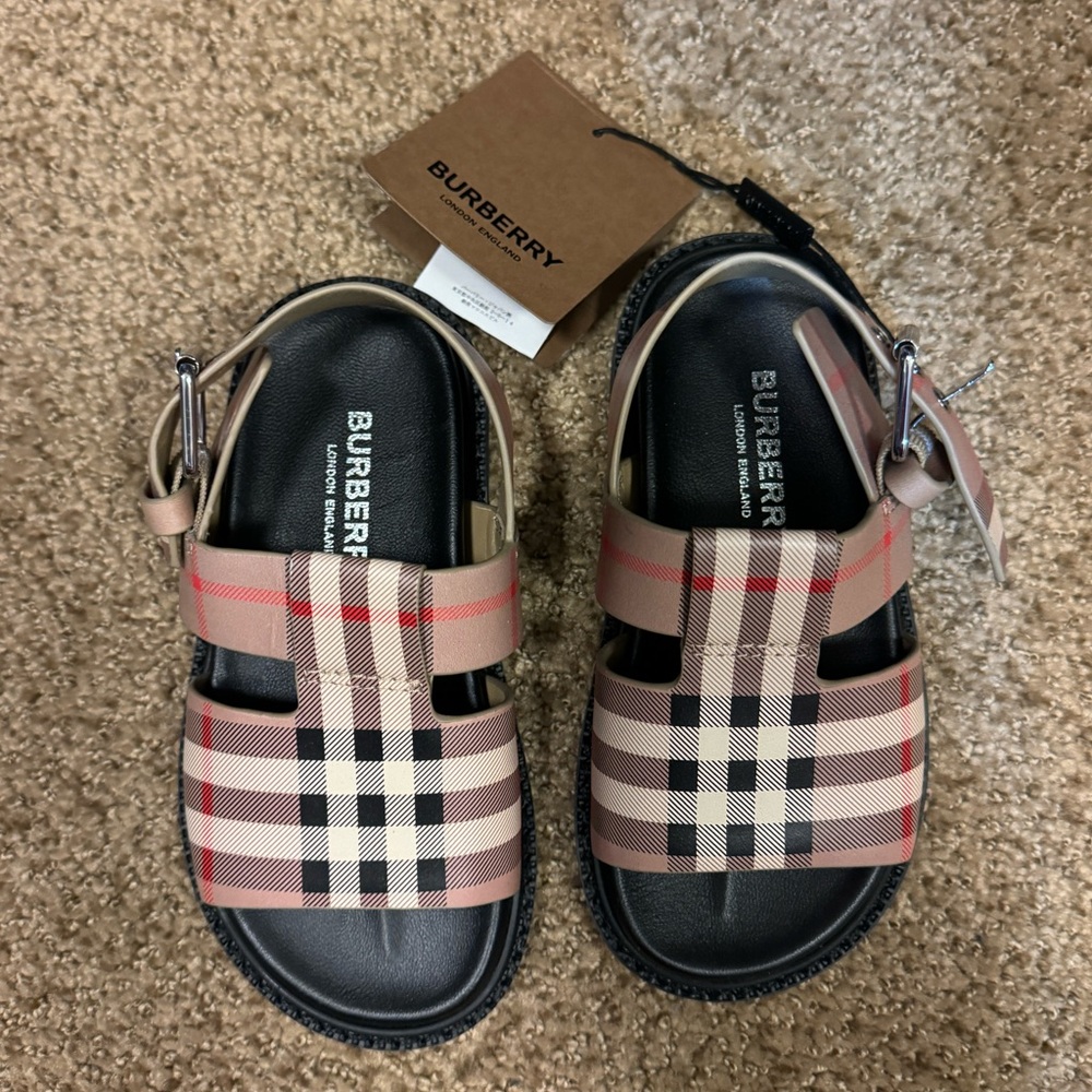 Burberry Kids Beige Vintage Check Sandals
